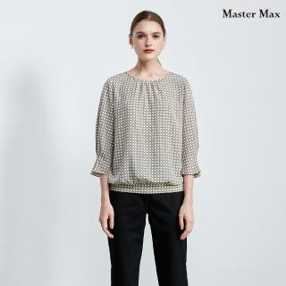 【Master Max】幾何網格寬鬆休閒七分袖雪紡上衣(8324004)