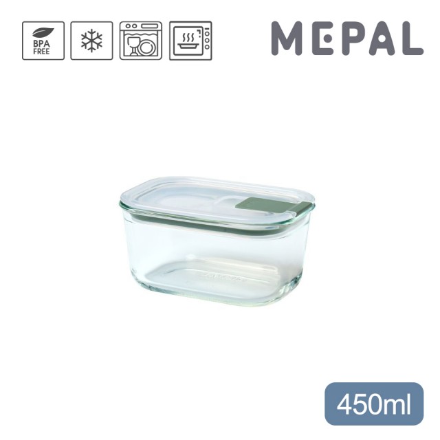 【MEPAL】EasyClip 輕巧蓋玻璃密封保鮮盒450ml-鼠尾草綠