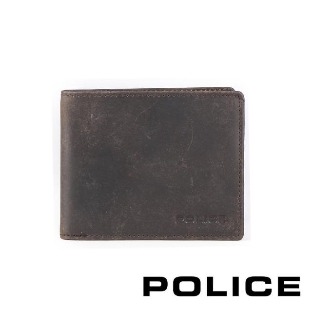 【POLICE】限量2折 頂級NAPPA小牛皮8卡男用皮夾 樹格紋系列 全新專櫃展示品(黑色)