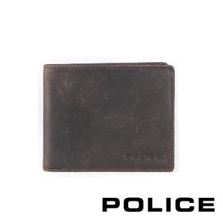 【POLICE】頂級NAPPA小牛皮8卡男用皮夾 樹格紋系列(咖啡色)