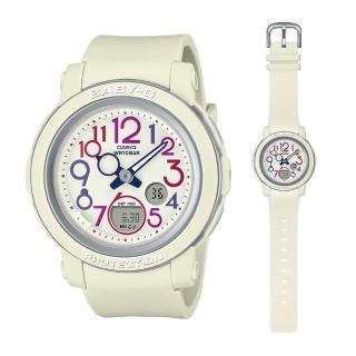 【CASIO 卡西歐】BABY-G 復古70年代 雙顯腕錶-白色 41.5mm(BGA-290PA-7A)