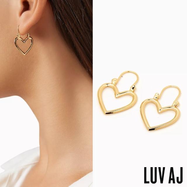 【LUV AJ】好萊塢潮牌 立體金色愛心耳環 MINI HEARTBREAKER HOOPS(防水&抗敏)