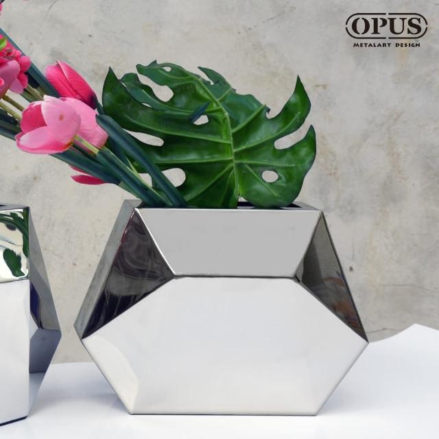【OPUS 東齊金工】不鏽鋼藝術系列 金屬鏡面花器(幾何花瓶 VS085小)