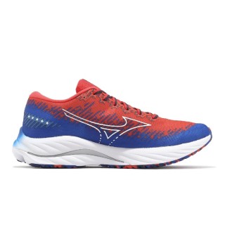 【MIZUNO 美津濃】WAVE RIDER 27 男款 USA 緩震 運動 慢跑鞋 紅藍(J1GC235204)