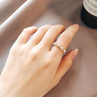 【SUMMER一夏】韓國設計金色微鑲水鑽小珍珠交叉小眾設計精緻戒指(ins韓風)