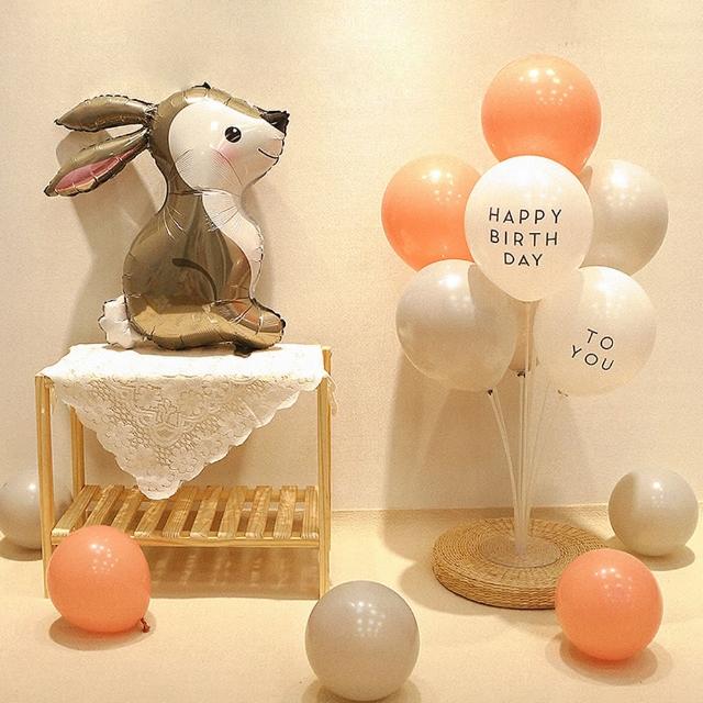 韓系可愛兔兔生日桌飄組1組(生日氣球 派對 佈置 網美牆 告白)