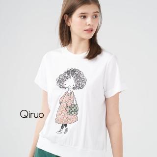 【Qiruo 奇若名品】專櫃精品白色可愛短袖上衣2062A 棉質女裝(胸)