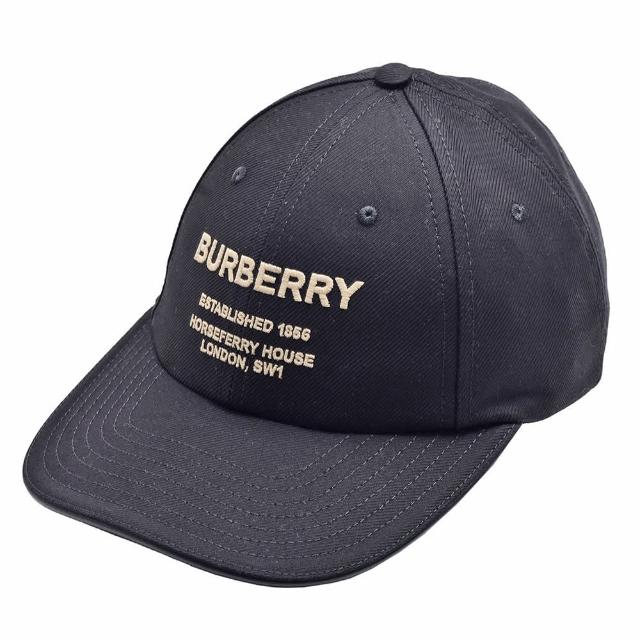 【BURBERRY 巴寶莉】經典品牌LOGO刺繡棒球帽(黑色8057625)