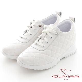 【CUMAR】輕量化綁帶彈力厚底休閒鞋(白色)