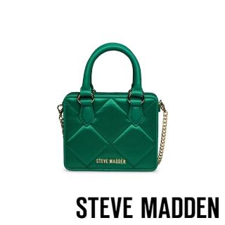 【STEVE MADDEN】BAVAIL 緞面菱格紋磁吸式方型小包(綠色)