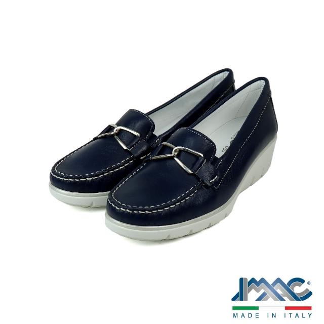 【IMAC】典雅金屬交叉釦厚底休閒鞋 海軍藍(355080-BLU)