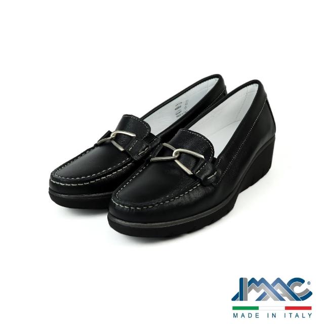 【IMAC】典雅金屬交叉釦厚底休閒鞋 黑色(355080-BL)