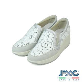 【IMAC】義大利雕花孔鬆緊厚底休閒鞋 白色(355550-WH)