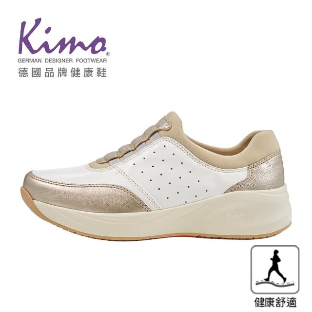【Kimo】專利足弓支撐-真皮經典休閒健康鞋 女鞋(香檳白 KBCWF160100)