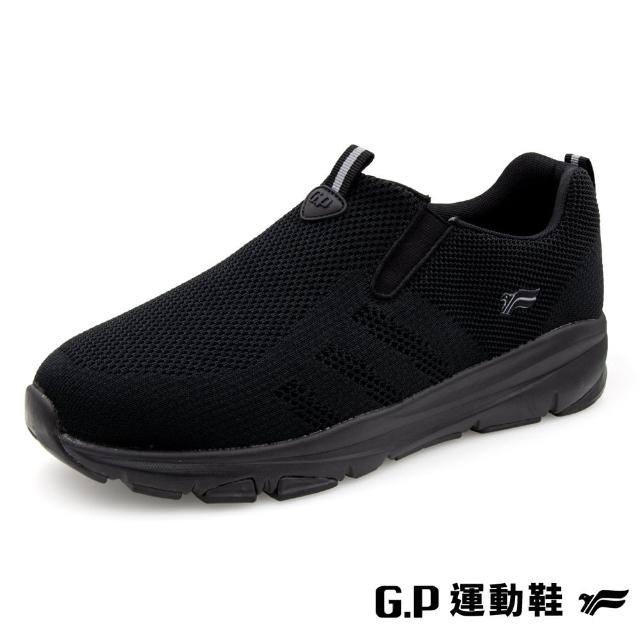【G.P】男款透氣緩震休閒懶人鞋P1331M-黑色(SIZE:39-44 共二色)