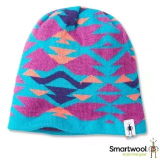 【SmartWool】Kids Snowboard 童 美麗諾羊毛 雙面幾何圓帽.針織帽.毛線帽.羊毛帽(SW000450-810 海洋藍)
