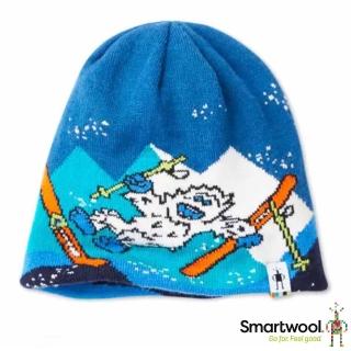 【SmartWool】Kids YO Yetti 童 美麗諾羊毛 雙面戴滑雪怪圓帽.針織帽.毛線帽.羊毛帽(SW000633-B25 靛藍色)