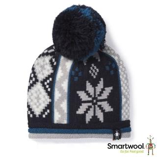 【SmartWool】Kids Snowflake 童 美麗諾羊毛 雪花羊毛帽.針織帽.毛線帽(SW018022-A18 亮藍)