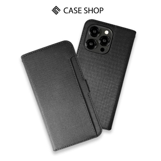 【CASE SHOP】iPhone 15 Pro 6.1 側掀站立式皮套-黑(翻蓋站立模式 閱讀便利)