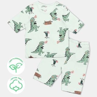 【Mellisse】韓國空運短袖居家服套裝(綠色恐龍)