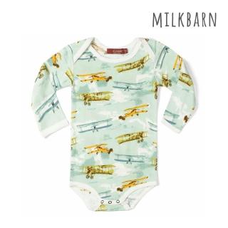 【Milkbarn】嬰兒 有機棉包屁衣-長袖-復古飛機(包屁衣 嬰兒上衣)