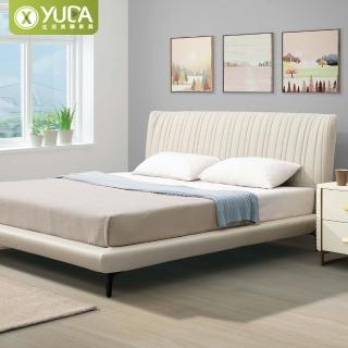 【YUDA 生活美學】墨內歐式床台組2件組 雙人5尺 床頭片+崁入式床底 床組/床架組(科技布材質)