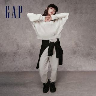 【GAP】女裝 Logo純棉帽T-白色(810617)