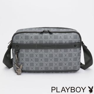 【PLAYBOY】雙層斜背包 Lofty系列(灰色)