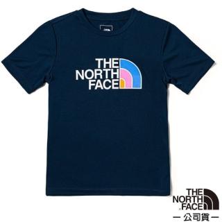 【The North Face】兒童 FLASHDRY吸濕透氣短袖圓領T恤.亞洲版型.休閒衫.運動上衣(81NF-8K2 海軍藍)
