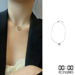 【00:00】韓國設計極簡金屬雙圈時尚項鍊(極簡項鍊 雙圈項鍊)