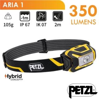 【法國 Petzl】ARIA 1 超輕量頭燈350流明.IPX67防水.LED頭燈.電子燈(E069AA00 黑黃)