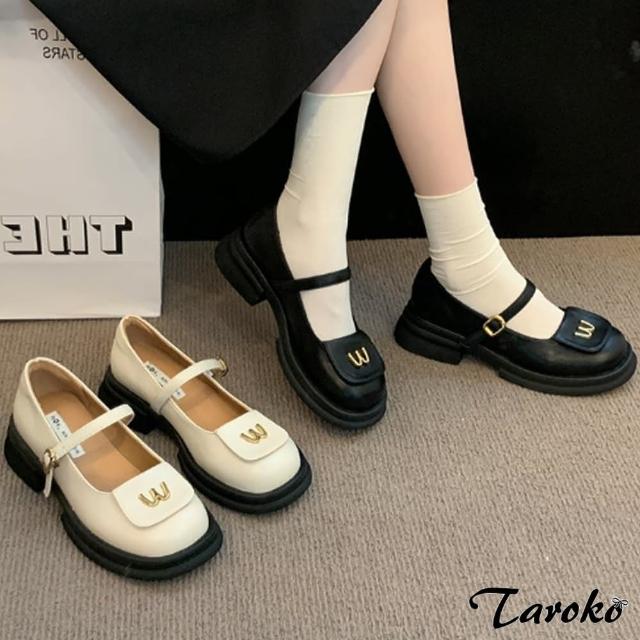 【Taroko】日常通勤一字扣厚底粗跟樂福鞋(2色可選)