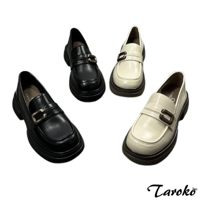 【Taroko】青春學院風套腳厚底粗跟休閒鞋(2色可選)