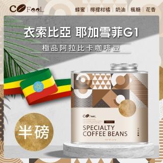 【Cofeel 凱飛】耶加雪菲極品咖啡豆-淺中焙(227g/罐)