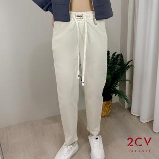 【2CV】現貨 字母綁帶鬆緊牛仔直筒褲QT016
