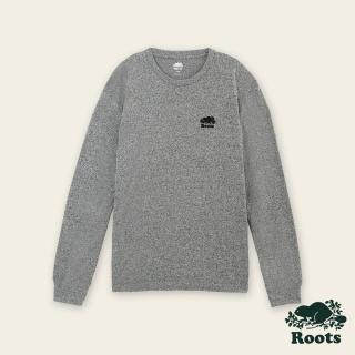 【Roots】Roots男裝-絕對經典系列 左胸海狸LOGO厚磅長袖上衣(灰色)