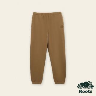 【Roots】Roots男裝-絕對經典系列 海狸LOGO寬版刷毛布長褲(核桃棕)