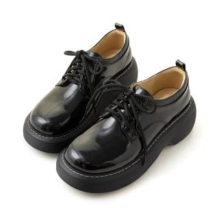 【amai】時尚質感漆皮厚底樂福鞋 休閒鞋 鬆糕鞋 厚底鞋 樂福鞋 學院風 百搭 氣質 大尺碼 GC63BK(黑色)