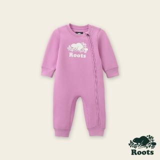 【Roots】Roots嬰兒-絕對經典系列 海狸LOGO長袖連身褲(紫色)