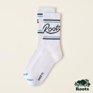 【Roots】Roots配件-復古翻玩系列 草寫文字舒適長襪(白色)
