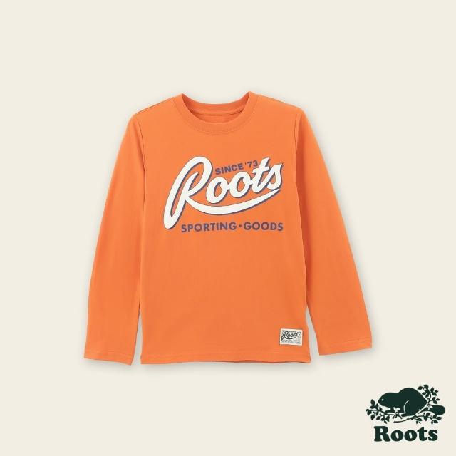 【Roots】Roots大童-復古翻玩系列 草寫文字長袖上衣(焦糖橘)