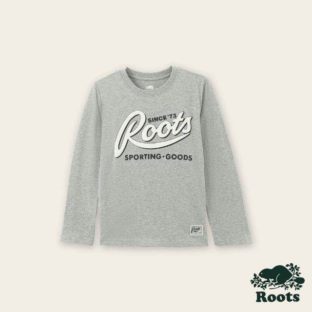 【Roots】Roots大童-復古翻玩系列 草寫文字長袖上衣(灰色)