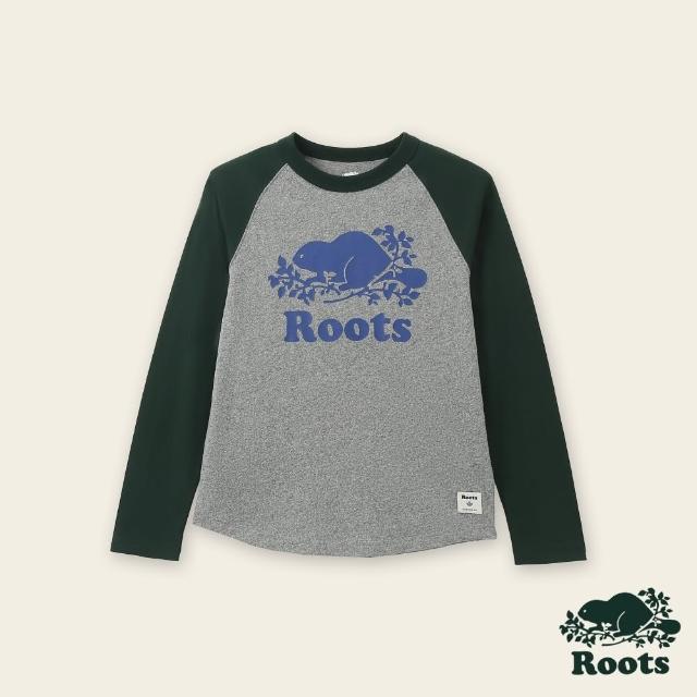 【Roots】Roots大童-絕對經典系列 海狸LOGO有機棉棒球上衣(深綠色)