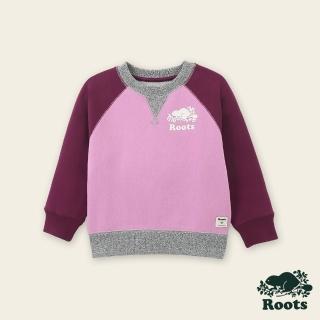 【Roots】Roots小童-絕對經典系列 海狸LOGO拼接設計圓領上衣(紫色)