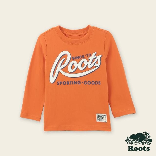 【Roots】Roots小童-復古翻玩系列 草寫文字長袖上衣(焦糖橘)