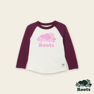 【Roots】Roots小童-絕對經典系列 海狸LOGO有機棉棒球上衣(深紫色)