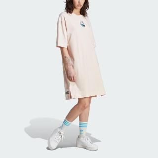 【adidas 愛迪達】HK Dress 女 連身洋裝 國際版 休閒 HELLO KITTY 聯名款 棉質 杏(II0764)