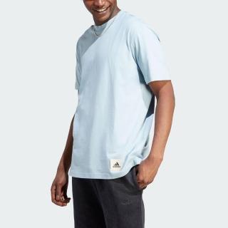【adidas 愛迪達】M LNG TEE Q3 男 短袖 上衣 T恤 亞洲版 休閒 素色 寬鬆 棉質 淺藍(IM0483)