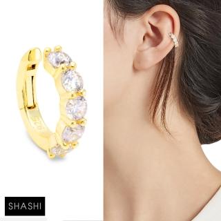 【SHASHI】紐約品牌 Bianca Ear Cuff 金色圓鑽C型耳骨夾 無耳洞女孩必備(耳骨夾)
