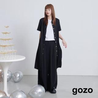 【gozo】配色壓線短袖襯衫洋裝(兩色)
